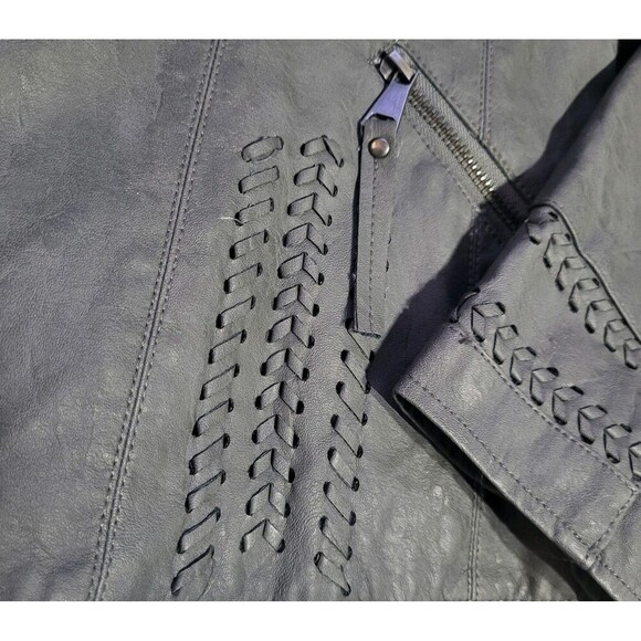Kut From the Kloth Gray Faux Leather Moto Jacket Women's M NEW- Whipstitch Solid - Picture 11 of 11